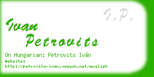 ivan petrovits business card